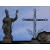 Church of St. Ambrose, statue of St. Ambrose beside a cross